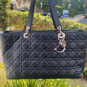 Christian Dior Lambskin Cannage Lady Dior Shopper